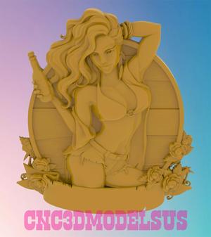 Girl with a banner 3D MODEL STL FILE FOR CNC ROUTER LASER