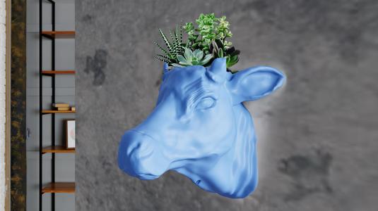 Indian cow head wall mount planter flower vase STL 3d print file