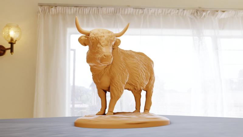 highland cow statue 3d print file