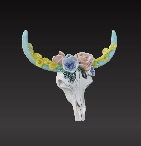 Cow skull in flowers