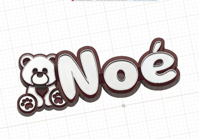 Noé Bear 3d name lamp