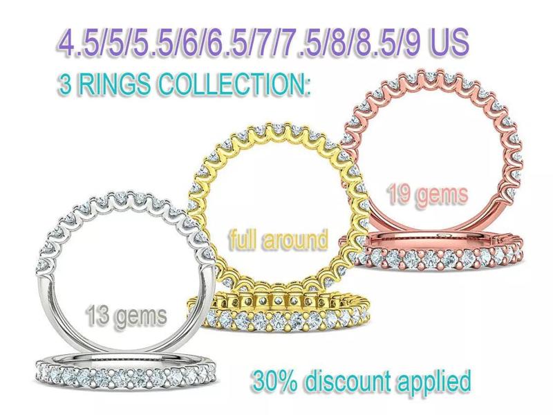 2mm Diamond Eternity Rings Collection U-shaped design