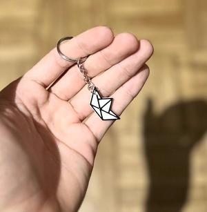 Paper ship keychain