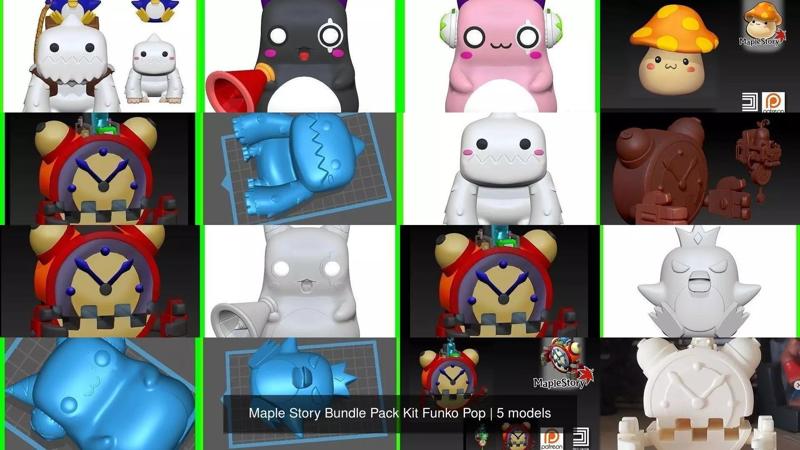 Maple Story Bundle Pack Kit Funko Pop 3D Model Collection