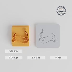 Stingray Stamp Tile Set, 5 Sizes, Ocean & Sea Life Motif for Clay, Fondant, Cookie, Aquatic Animal Decoration PRODUCT_5631