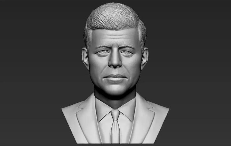John F Kennedy bust 3D printing ready stl obj formats