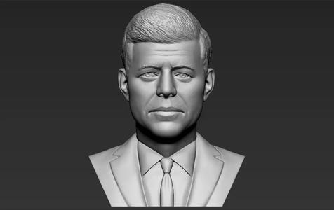 John F Kennedy bust 3D printing ready stl obj formats