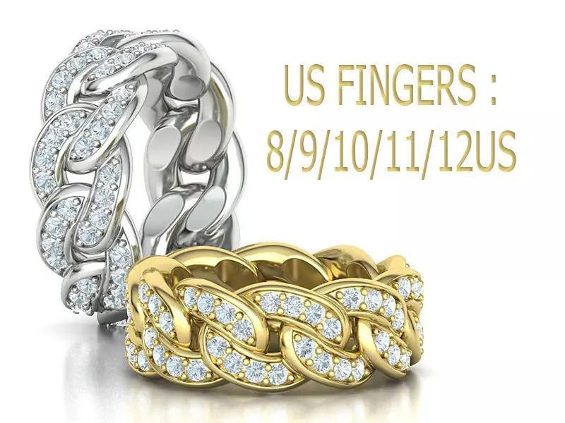 DIAMOND  Heavy Cuban Ring 9mm Wide Collection