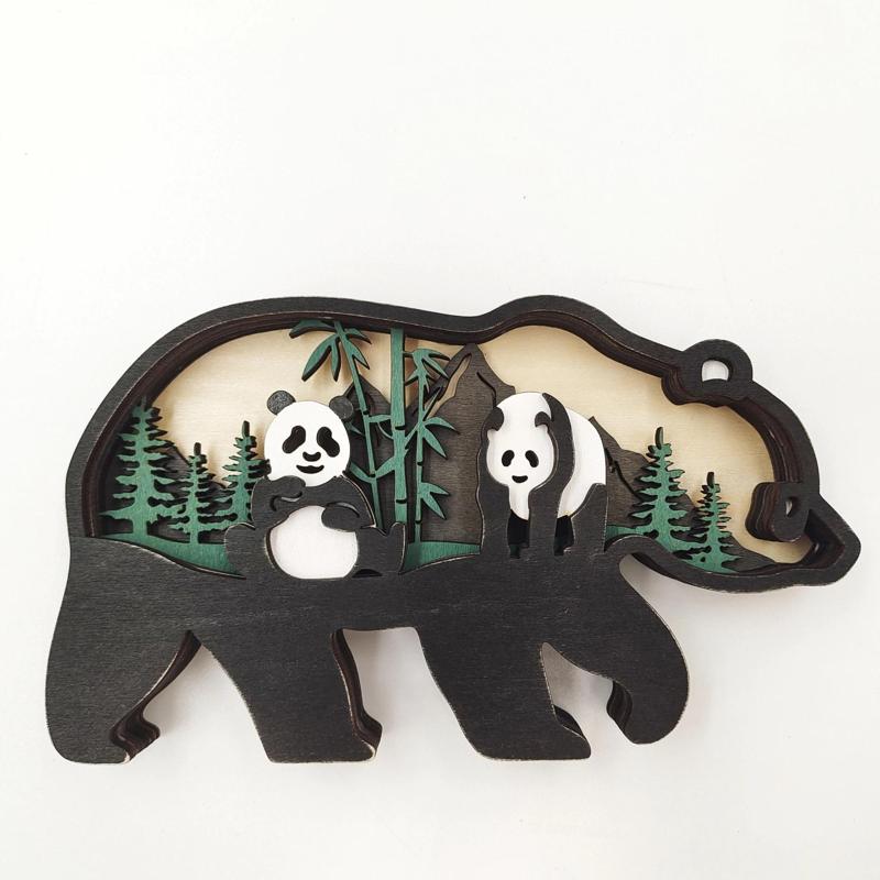 Wooden Panda Home Ornament Template 5 Layers Glowforge Laser Ready SVG Cut CO2 CNC Vector Instant Digital Download Template