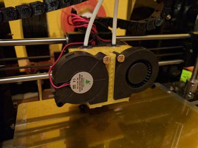 Migbot Prusa i3 Dual E3D v6 mount with dual blower fans