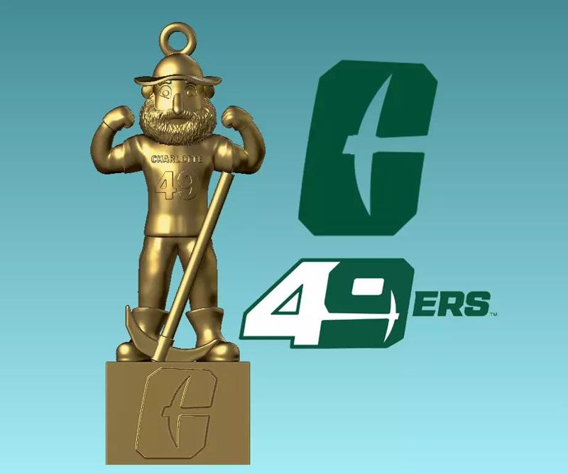 NCAA - Necklaces CHARLOTTE 49ERS- Hanging Figurine - 3D print
