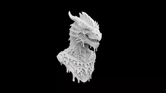 Melting Dragon Bust 3D Print Model