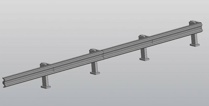 Road guardrail (road barrier) of Soviet/Russian type in 1/87 scale