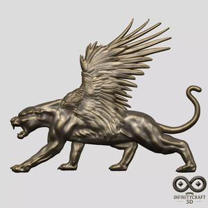 Mythical Winged Panther 3D Creature Sculpture for CNC or Print