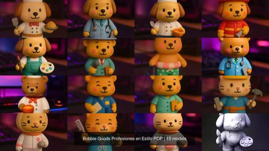 Bobbie Goods Profesiones en Estilo POP 3D Model Collection