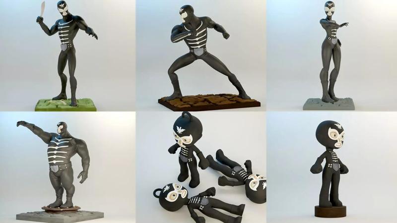 Shocker Combatman SET 4 Action 1 Chibi style 3D Model Collection