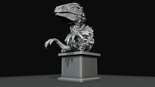 velociraptor dinosaur with arms bust low poly stl