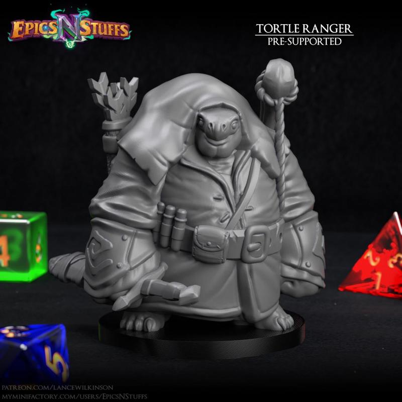 Tortle Ranger Miniature - Pre-Supported