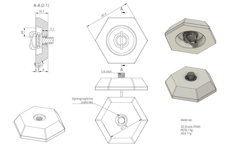Hexagonal Quick Release Plate (Manfrotto)