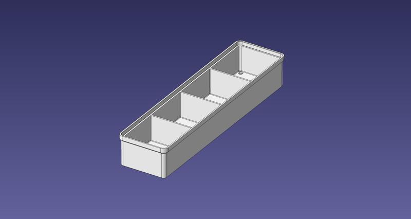 1x4 units, half height, 1x4 grid Stackable Insertbox