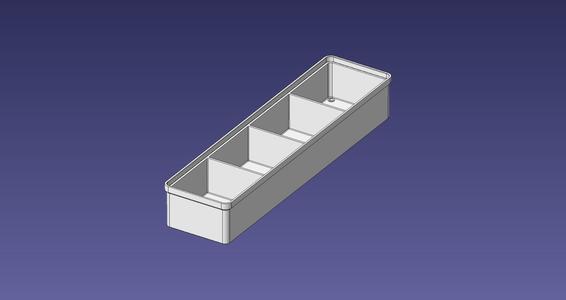 1x4 units, half height, 1x4 grid Stackable Insertbox