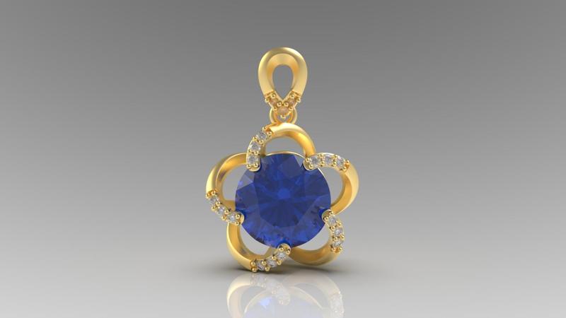 Women Lady Flower Diamond Pendant
