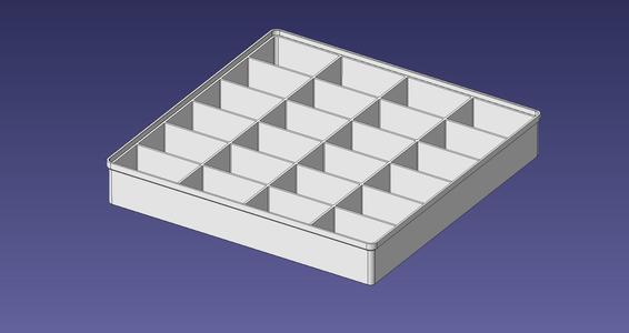 4x4 units, half height, 4x6 grid Stackable Insertbox