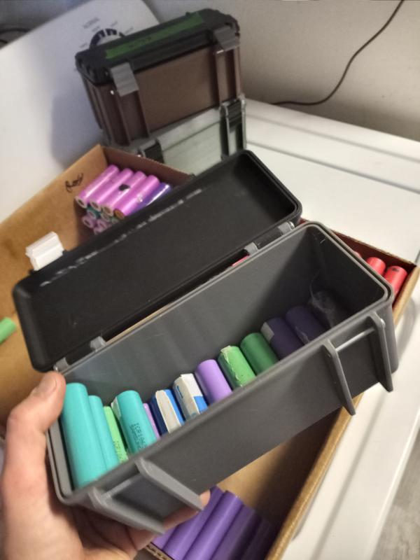 Rugged box sized for 40ea 18650 cells