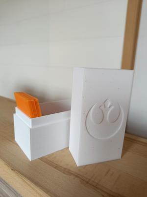 Star Wars Legion Upgrade Cards Box with Rebels Logo on the lid.