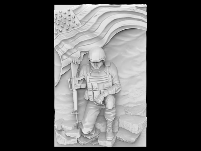 3D Model STL File for CNC Router/Laser & 3D Printer Soldier USA