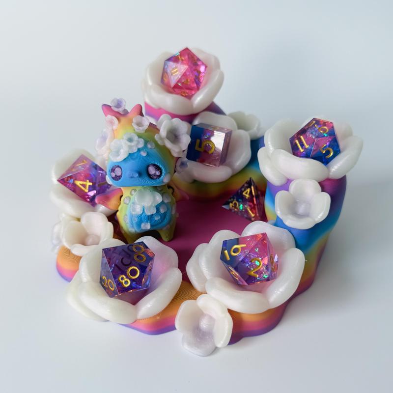 Cherry Blossom pixie and Dice Stand