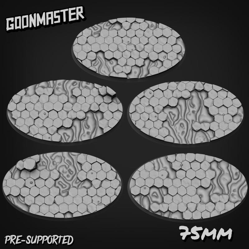 Basalt Lava Floor Bases/Toppers 75mm x 42mm Oval x 5