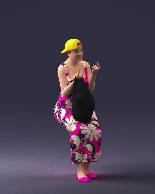 000178 Humorous Woman in Bright Dress 0905
