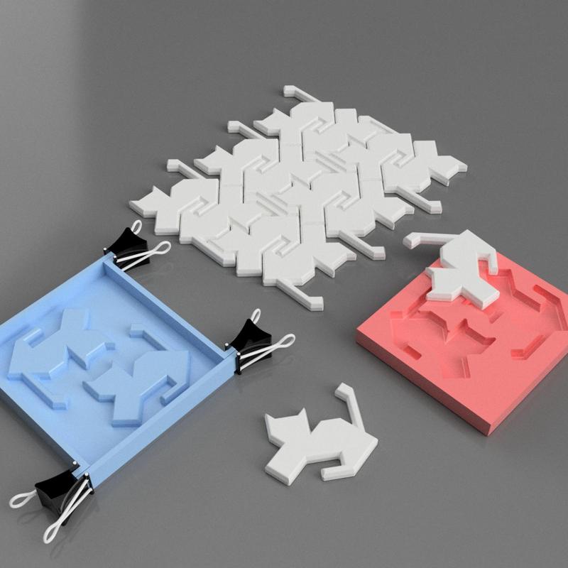 Mold for making a tile floor from plaster or cement.