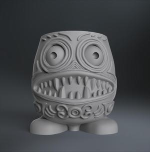 Pot with monster head