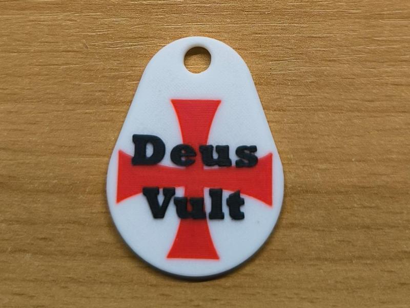 Deus Vult Keychain Pendant Crusade Christian Cross