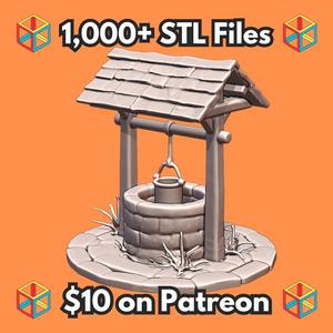 28mm DND Fantasy Terrain Townsquare Medieval Well with Bucket MineeForm FDM 3D Print STL File