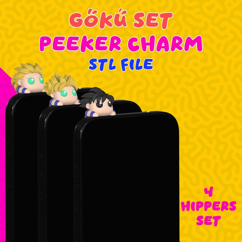 Peeker Charm goku set (dragonball hippers) set for smartphone 4 pieces
