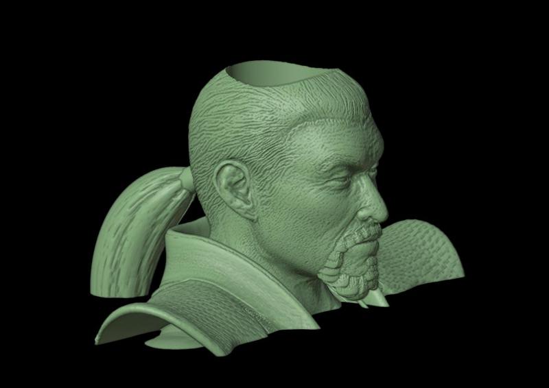 Shang Tsung Bust, Vase from Mortal Kombat 9, head sculpt and pot planter for 3d printing