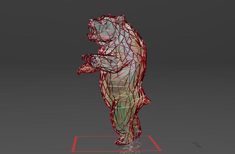 Aggressive Bear - Low Voronoi Style - Single Spider Web - LowPoly - Perfect Design - Easy Print - Decor