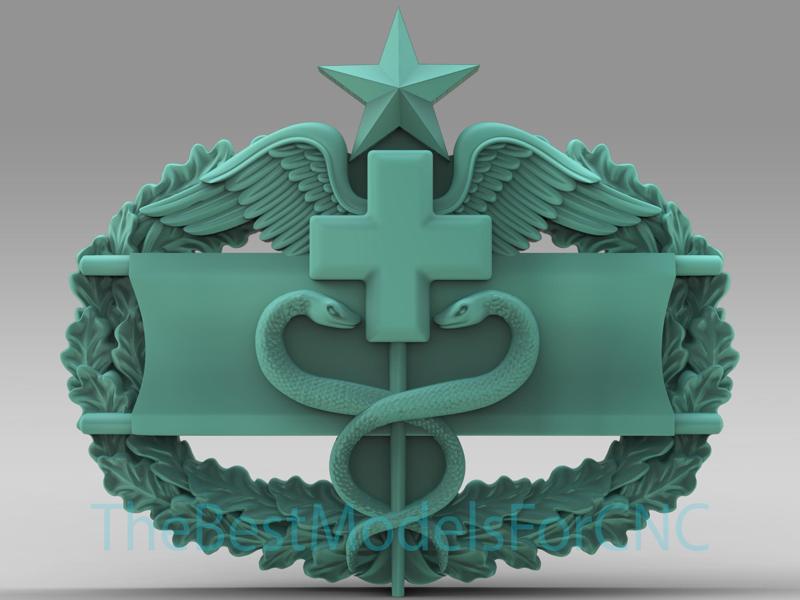 3D Model STL File for CNC Router Laser & 3D Printer Army Doctors Shield