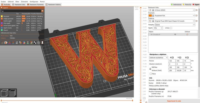 standing initial: letter W