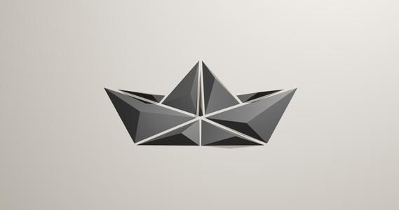 Paper boat geometric wall art