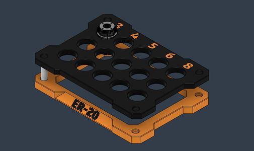 ER Collet Rack ER20 3mm - 8mm x3 ER collet organiser