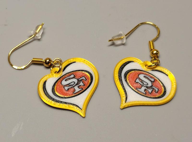 Earrings, 49ers Love, Detail Logo in Heart
