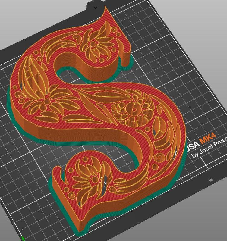 standing initial: letter S