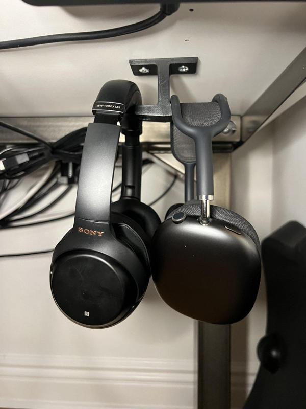 Desk Mount Wide Double Headphone Hook