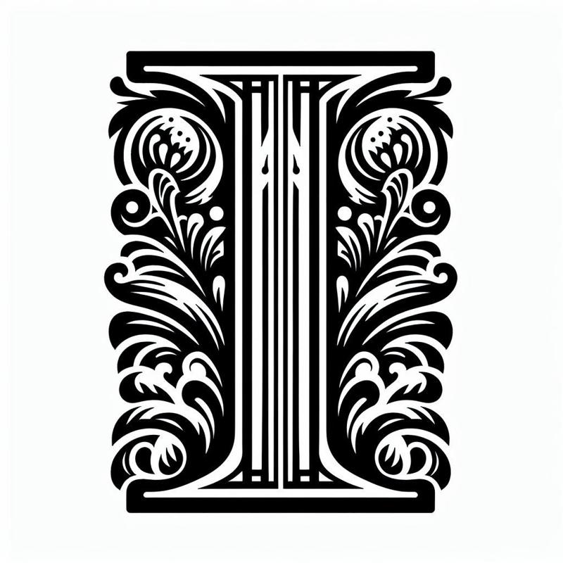 Frottage creation: letter I (version 3)