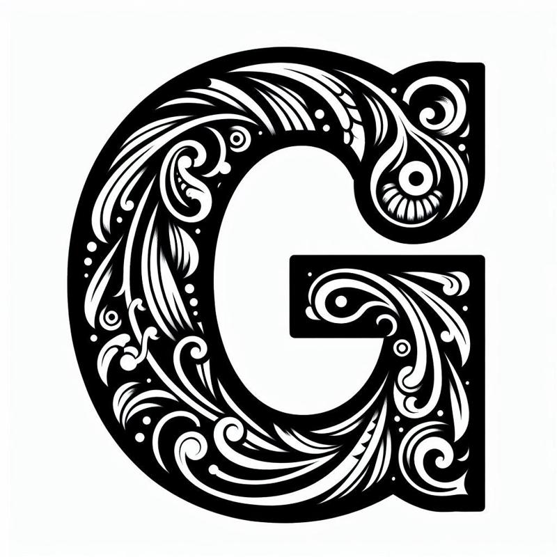 Frottage creation: letter G (version 3)