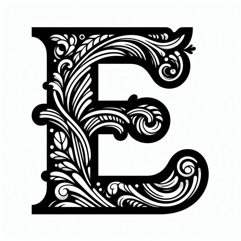 Frottage creation: letter E (version 4)